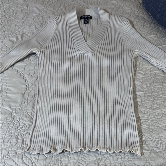 George Silver V-Neck Ribbed Sweater - Picture 1 of 6